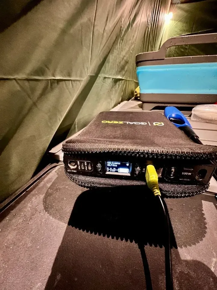 The entire campsite lighting solution can fit inside a su...